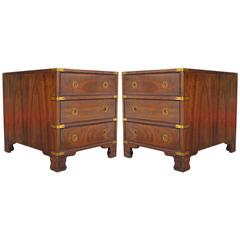 Vintage Fabulous Pair of Campaign Style Nightstands or End Tables
