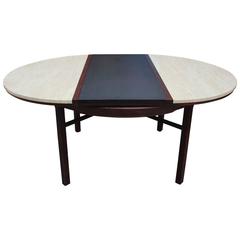 Striking Color Blocked Travertine Dining Table