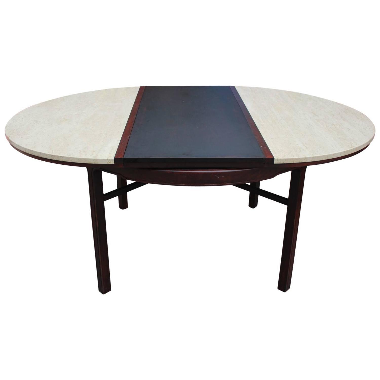 Striking Color Blocked Travertine Dining Table at 1stdibs