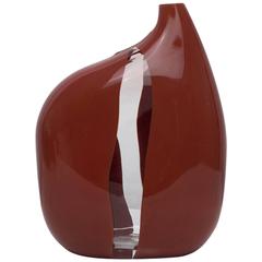 Sergio Asti Burnt Red Incalmo Murano Glass Asymmetric Vase for Salviati, 1960 3