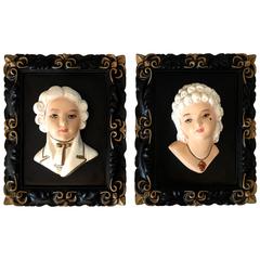French Marie Antoinette & King Louis 3D Plaque Pair 3