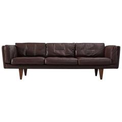 Illum Wikkelsø Three-Seat Sofa 'V11' in Dark Brown Leather 2