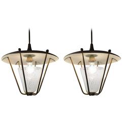 Rare Pair of Lanterns Murano "Reticello," 1950s 7