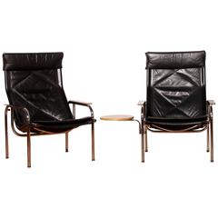 1970s, Hans Eichenberger for Strässle International, Set Leather Lounge Chairs
