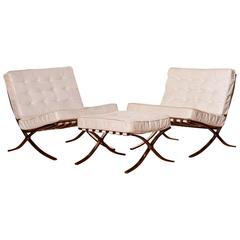 1970s, Ludwig Mies van der Rohe, Barcelona, White Leather Lounge Set