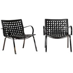 Giancarlo for Fasem, Two Leather Black Lounge Chairs