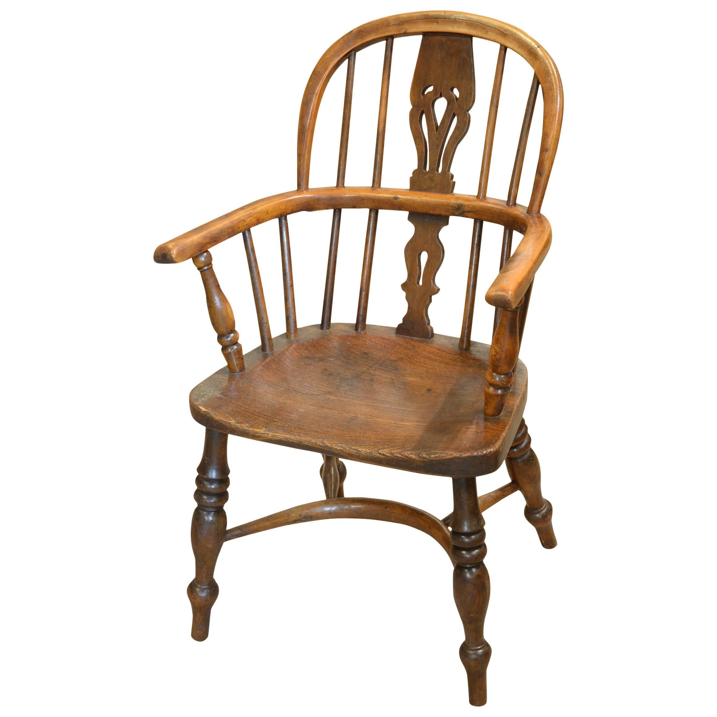 19th Century Child Yew-Wood and Elm Windsor Chair