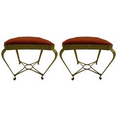 Pair of Italian Hand-Hammered and Gilt Iron Benches by Pier Luigi Colli 8