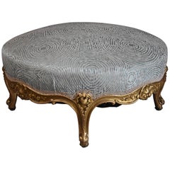 Late 19th Century French Circular Giltwood Footstool of Large Proportions