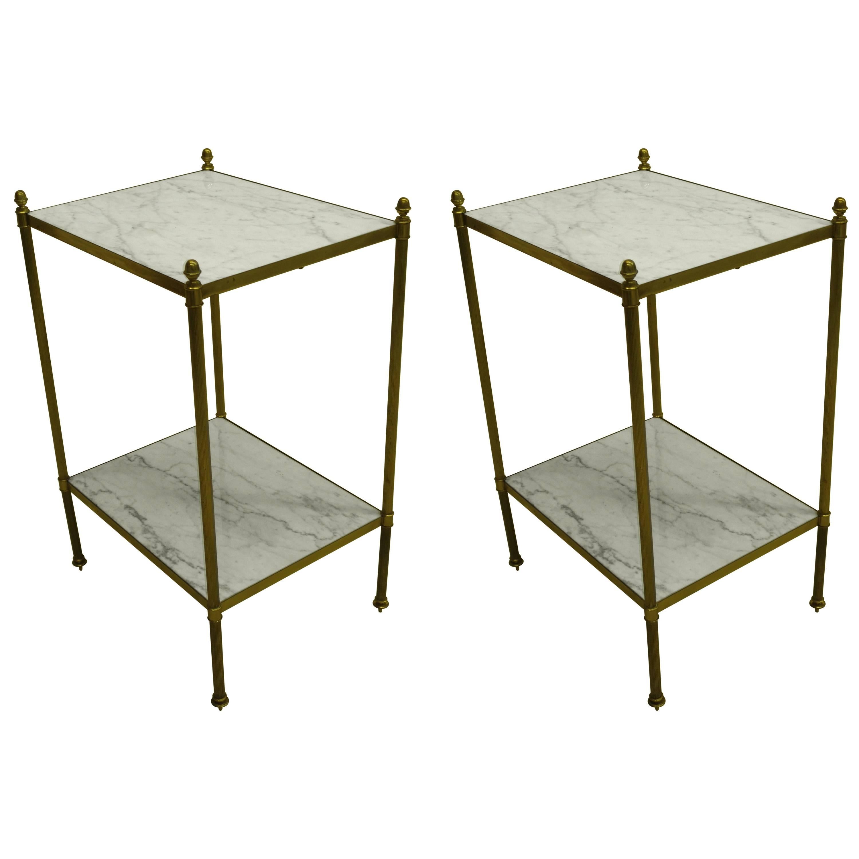 Pair of French Mid-Century Modern Neoclassical Side Tables by Maison Jansen