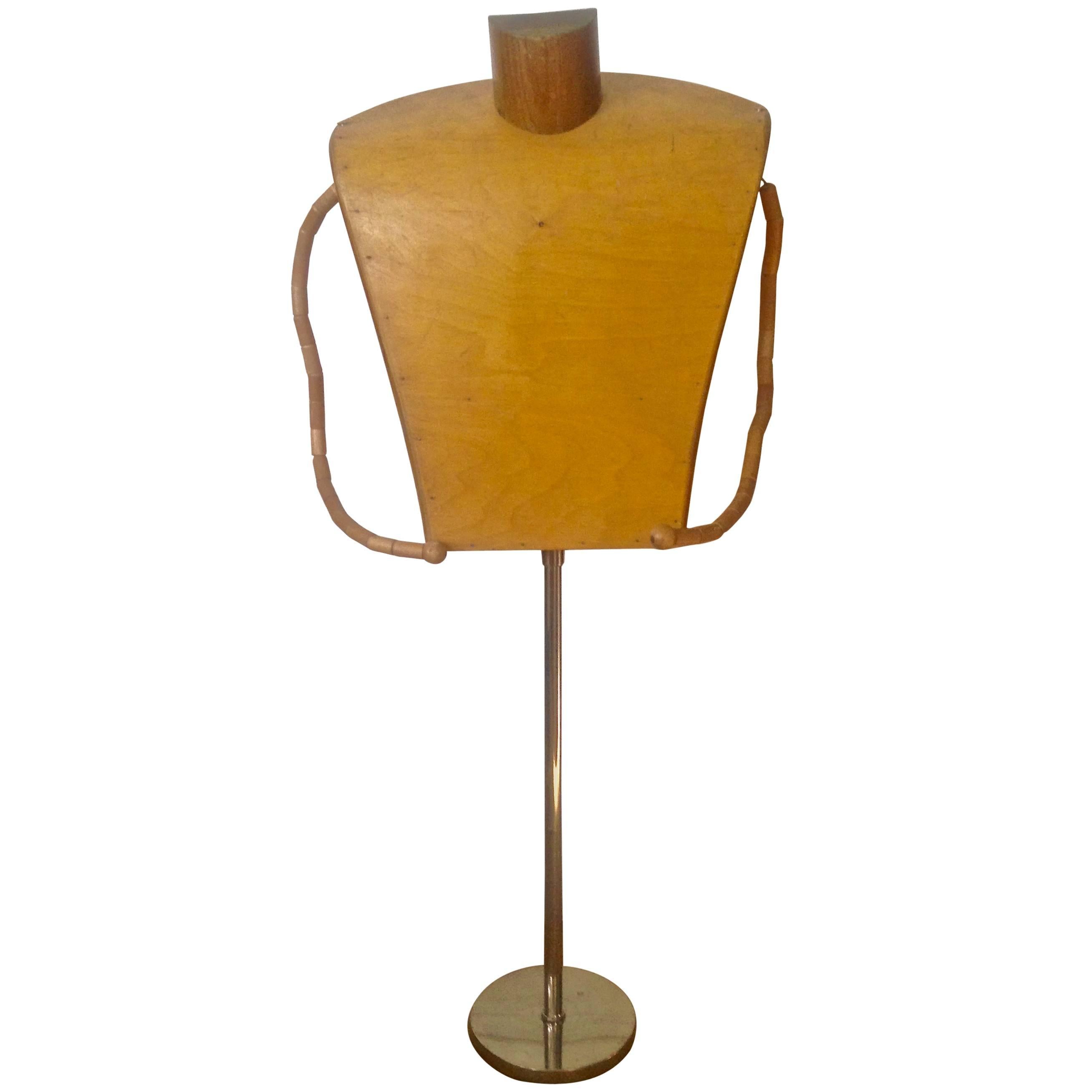 Mid-Century Wood and Chrome Mannequin Stand