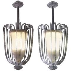 Beautiful Pair of Murano Chandeliers, 1940s 8