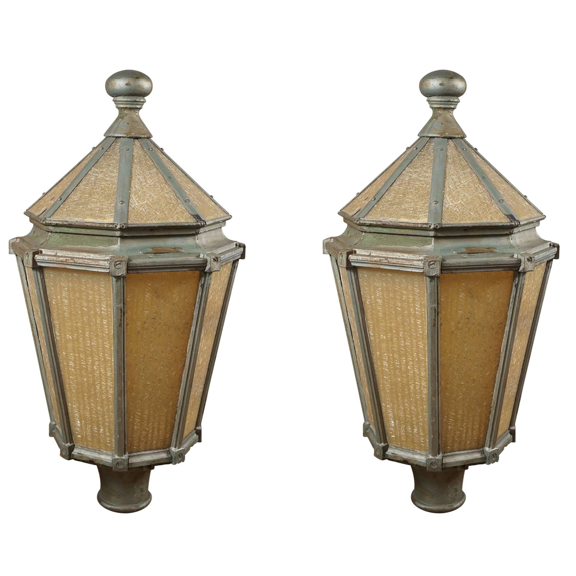 Pair of Post Lamps For Sale