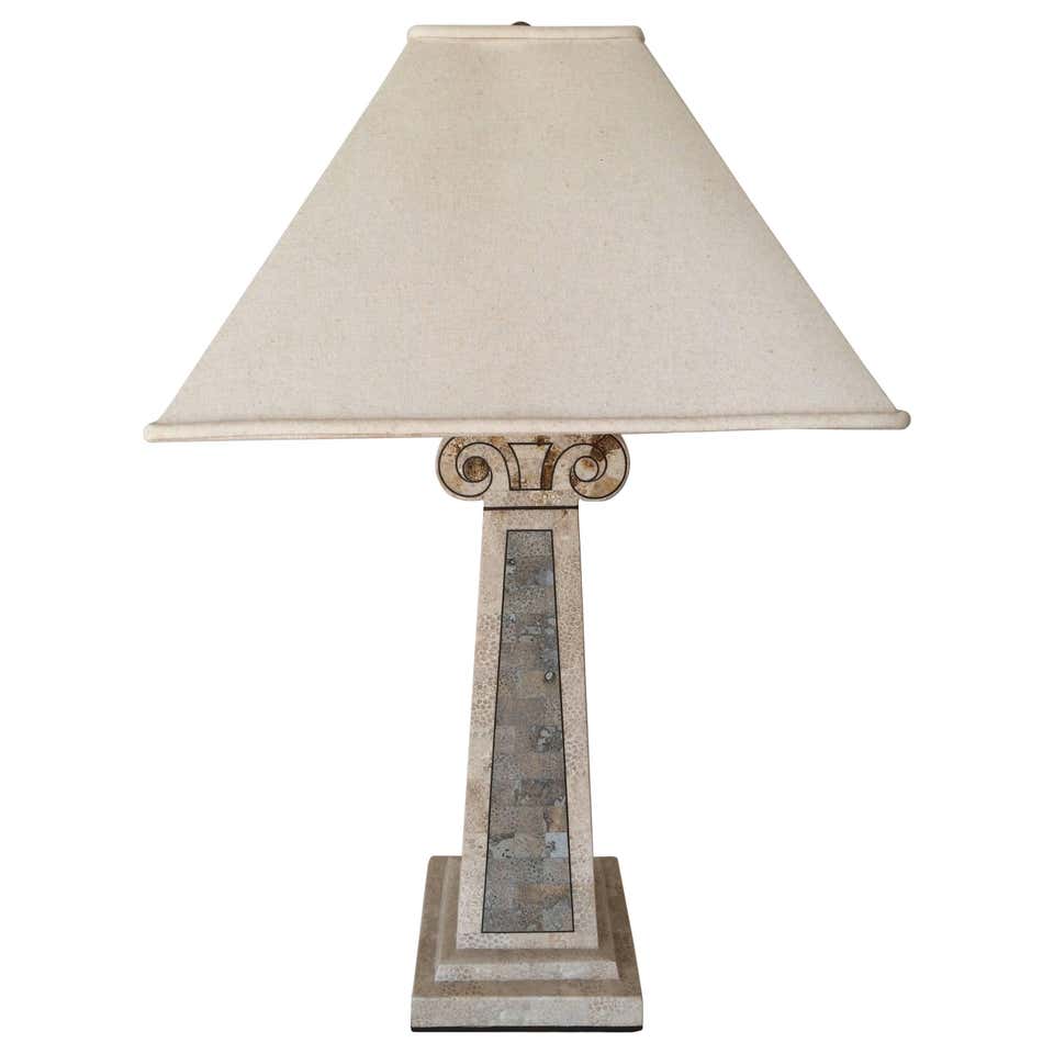 Pair of Vintage Maitland-Smith Neoclassical Lamps w/Wood Shades at 1stdibs