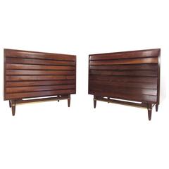 Pair of Mid-Century Louvered Chests by American of Martinsville