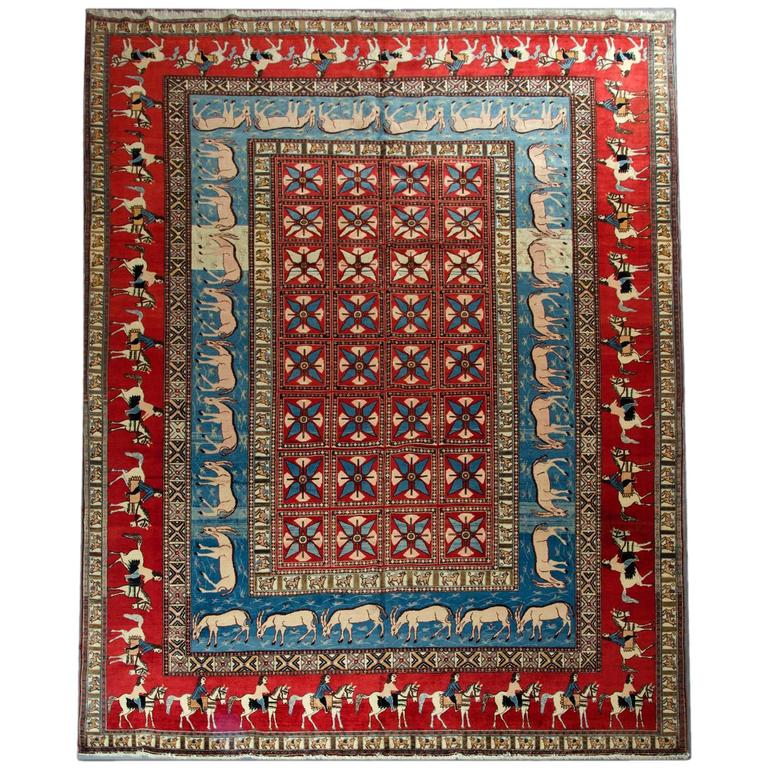 Magnificent Antique Rugs, Pazyryk Persian Rugs, Carpet from Semnan For