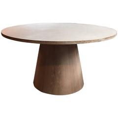 Travertine and White Oak Center Table 1