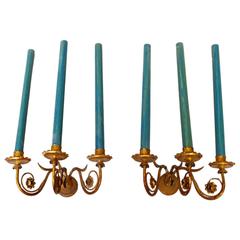 Pair of Italian Vintage Tole and Iron Sconces 11
