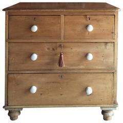 Antique Chest of Drawers Dresser Solid Pine Victorian, 19th Century Small