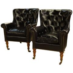 Antique Pair of His and Hers Bergere Library Chairs