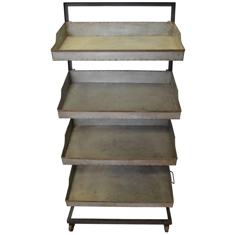 Industrial Storage Cart on Wheels with Four Removable Trays at 1stdibs