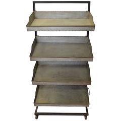 Vintage Industrial Storage Cart on Wheels with Four Removable Trays