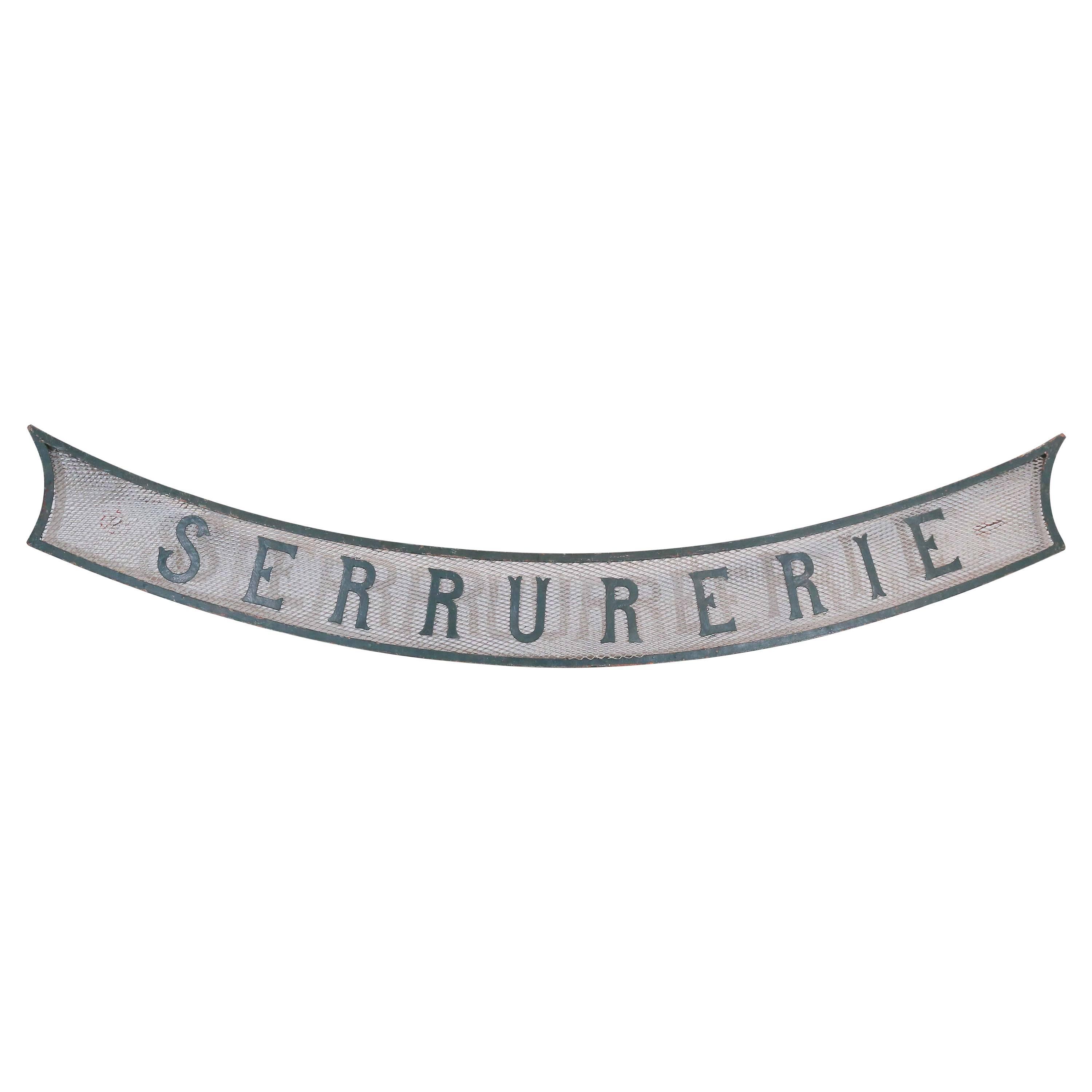 Large Antique French "Serrurerie"  Swag Sign