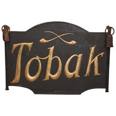 19th Century Danish Iron "Tobak" Tobacco Sign with Gold Lettering
