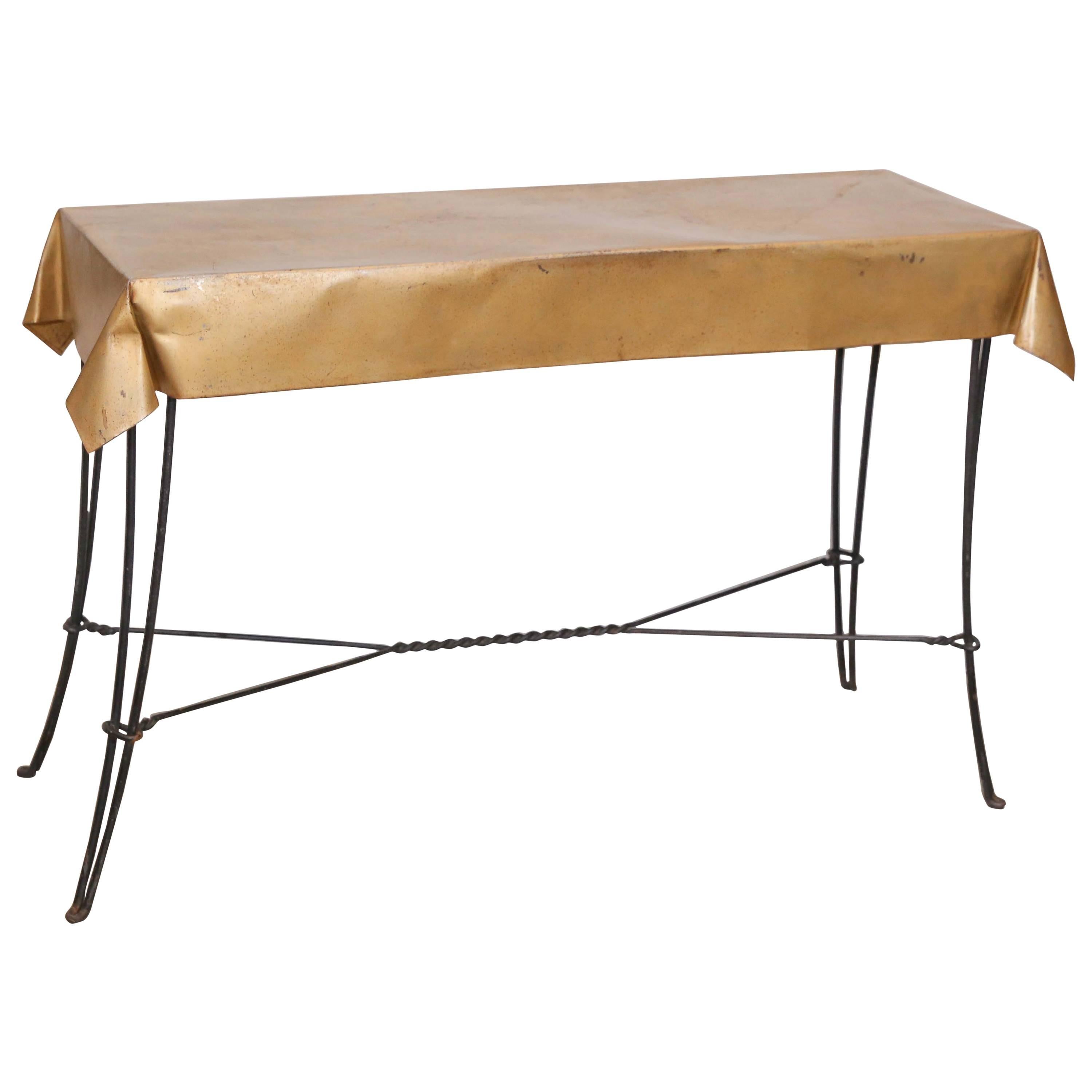 Vintage French Console Table in Metal