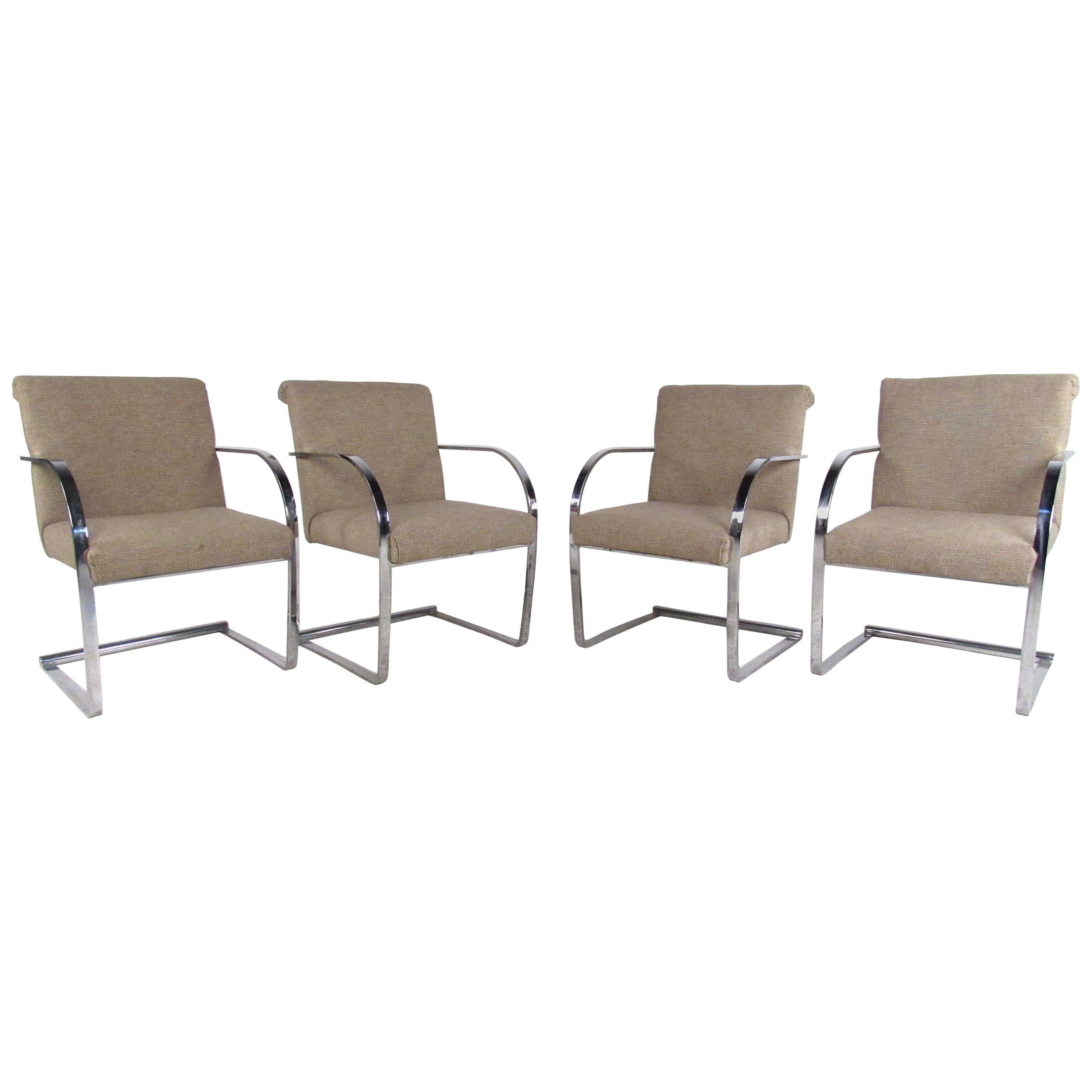 Set of Four Mid-Century Modern Knoll Style Brno Dining Chairs For Sale