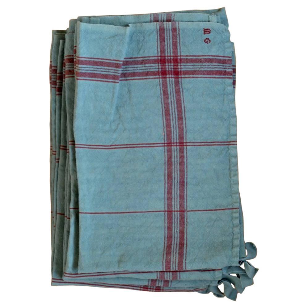 French Linen Kitchen Towels, 19th Century For Sale