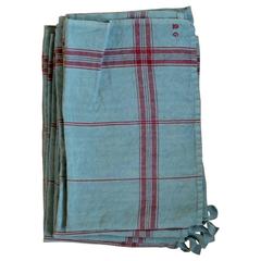 French Linen Kitchen Towels, 19th Century
