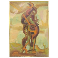 Abstract Symbolist Mid-Century Oil Painting by Harold Mesibov, circa 1950s