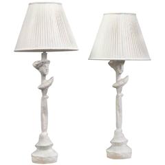 Pair of Modern Cast Plaster Figural Table Lamps 6
