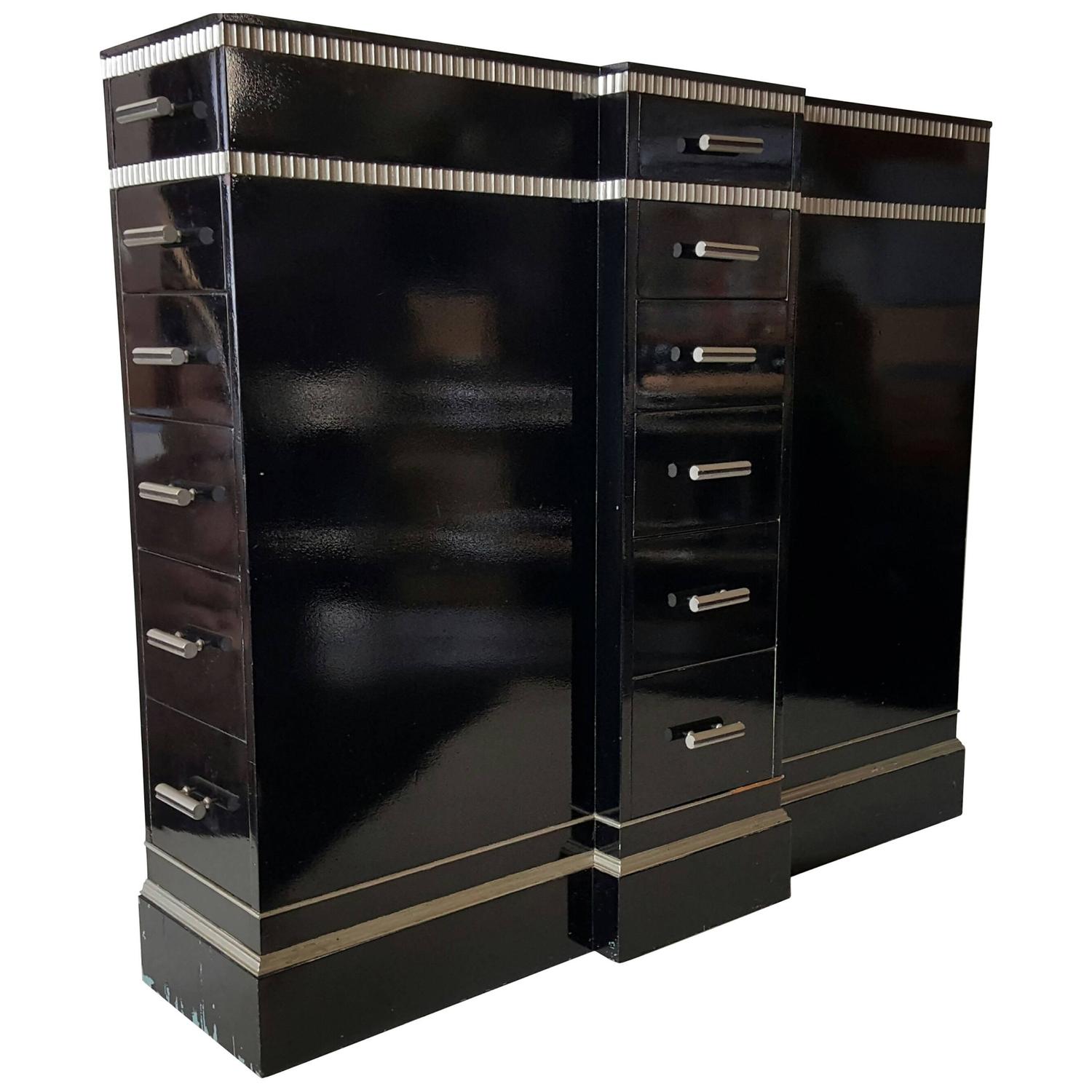 Art Deco Machine Age Skyscraper 18 Drawer Lingerie Chest Dresser