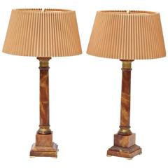 French Empire Marble Lamps by Marbro