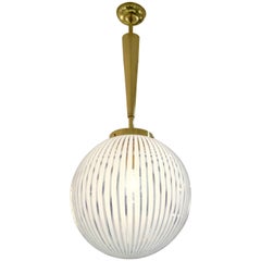 Italian Mid-Century Striped Murano Glass Globe or Chandelier