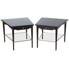 Pair of Paul McCobb Trapezoidal End Tables with Brass, Connoisseur Collection