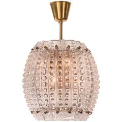 Carl Fagerlund for Orrefors, Brass Fastened Studded Glass Chandelier