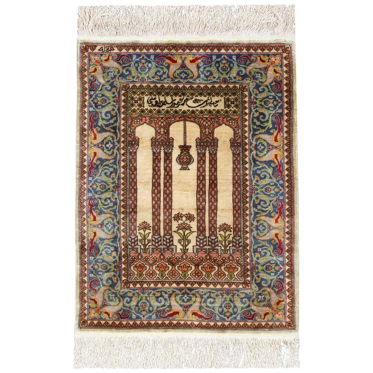 Antique Silk Rugs, Persian Style Rugs from Turkey For Sale