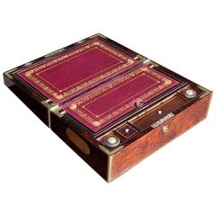 English Zebra Wood Military Campaign Writing Desk, Circa 1820