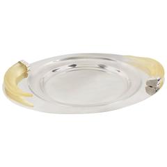 Modernist Prata Wolff Silver Plate & Lucite Large Platter Serving Tray 1980s 9
