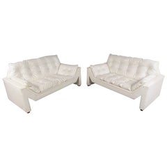 Matched Pair Large Modern Loveseats