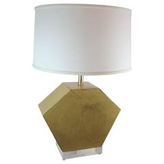 1970s Parchment and Lucite Hexagonal Lamp
