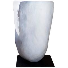Aiko Side Table of Sculpted Concrete and Blackened Steel 6