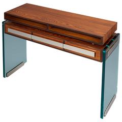 Modernist Rosewood and Glass Console by Roberto Rida, 2016 9