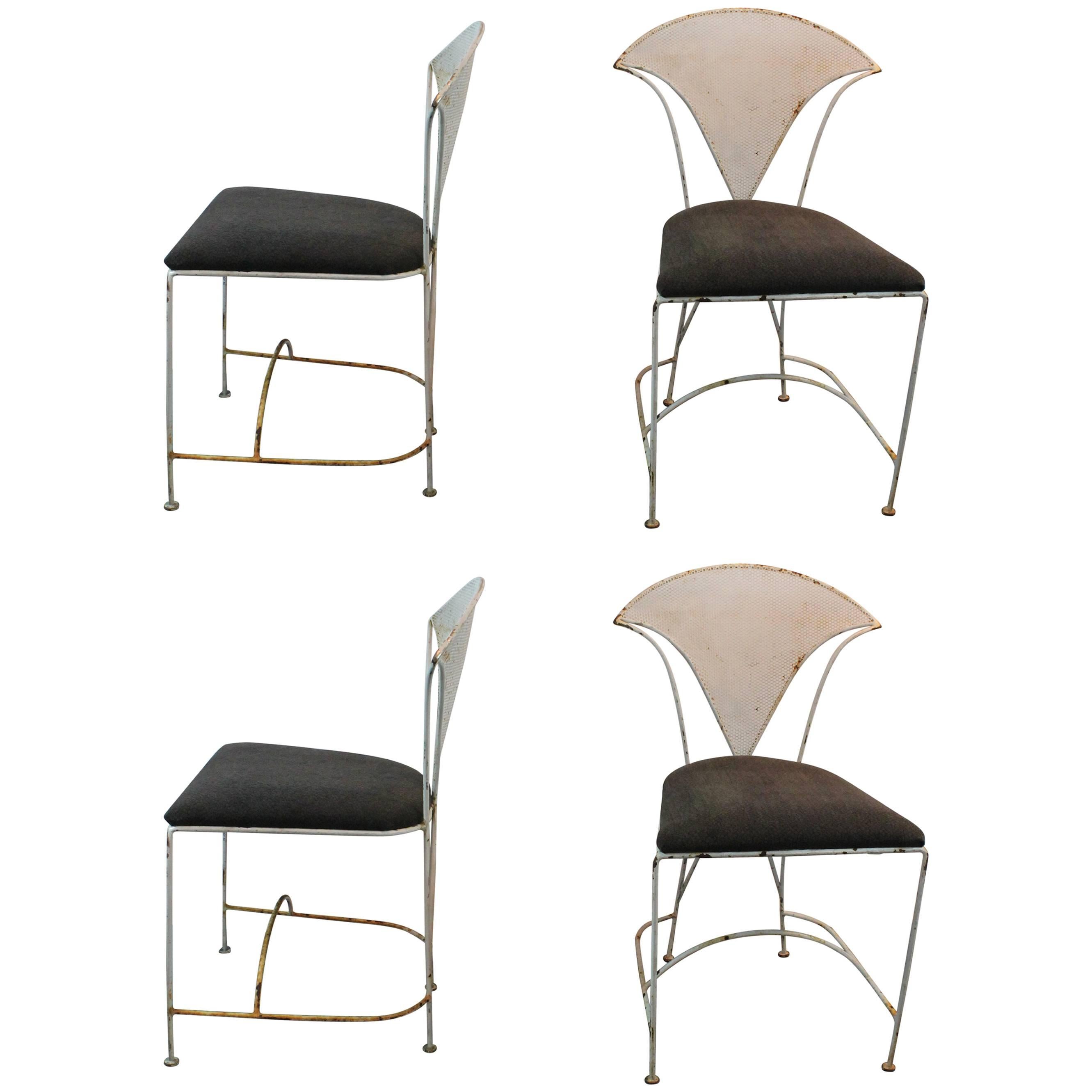 Set of Four Mid-Century Sculptural Iron Chairs For Sale