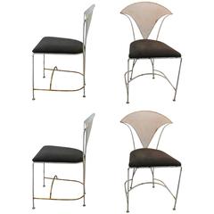 Set of Four Mid-Century Sculptural Iron Chairs