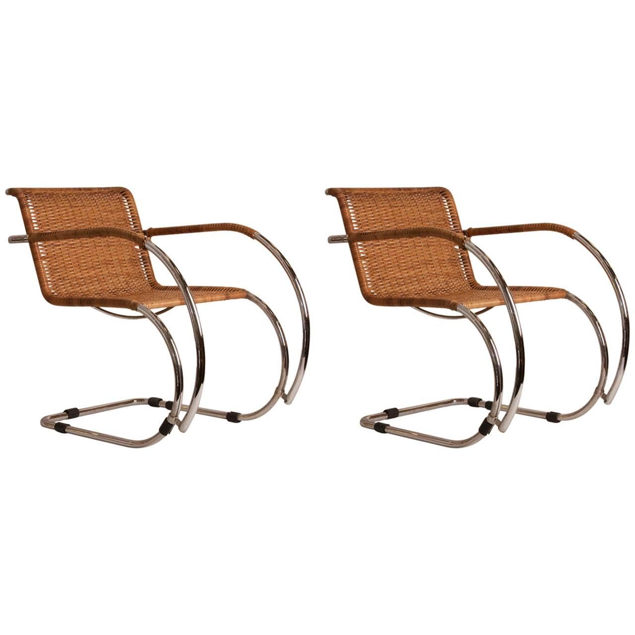 Pair of Mid-Century Mies Van der Rohe MR20 Chairs