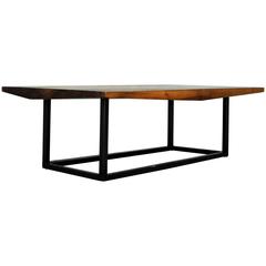 Furst Coffee Table with Faceted Walnut Wood Top and Blackened Steel Base Furst Coffee Table with Faceted Walnut Wood Top and Blackened Steel Base